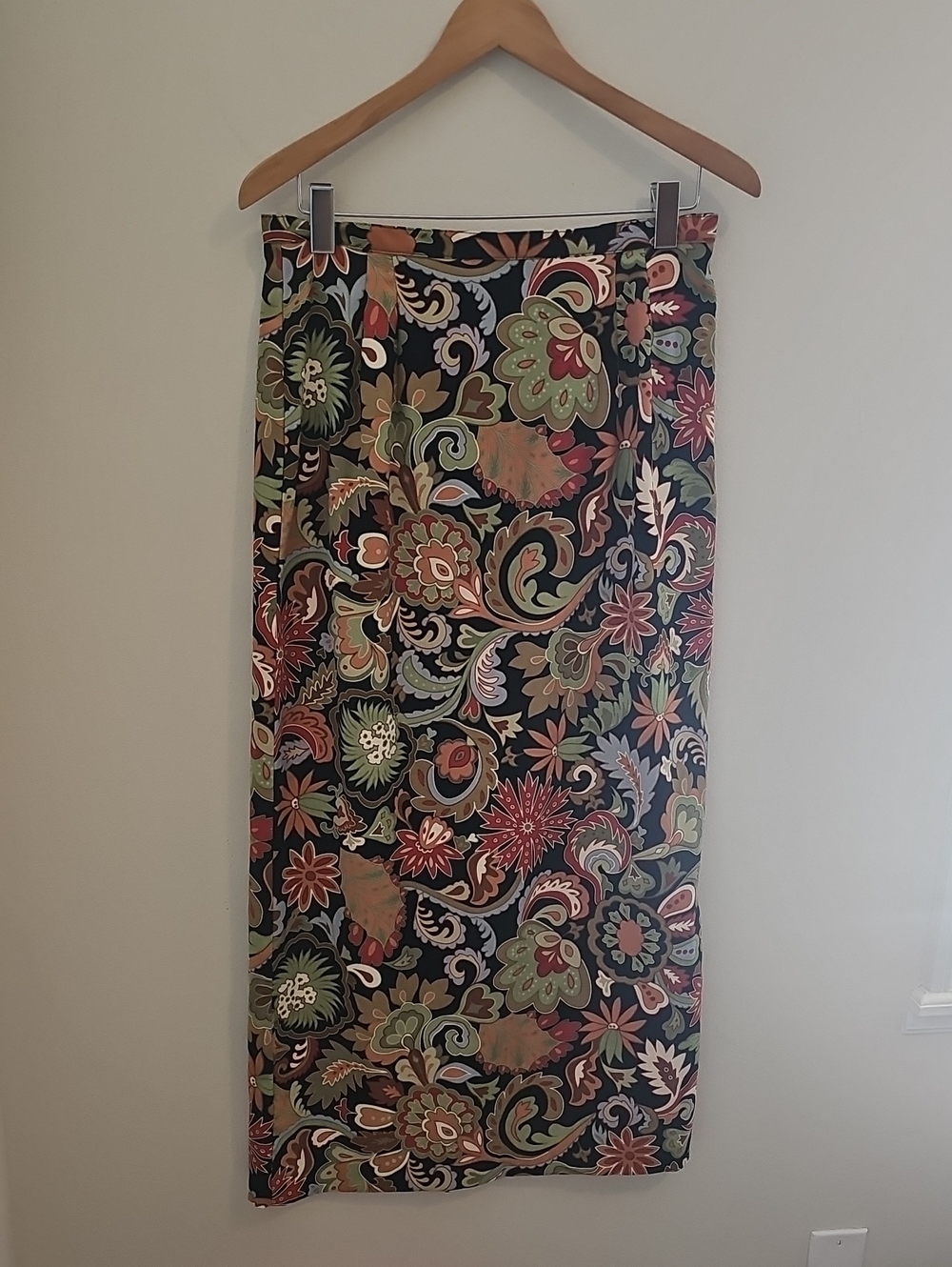 Positive Messages Paisley Floral Maxi Skirt Womens Size 10 Multi Boho Y2K Poly